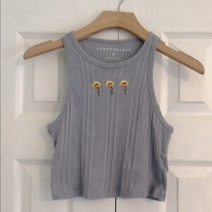 Aeropostale Blue/Gray Sleeveless Ribbed Crop Tank